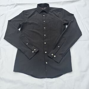 Mens J. Ferrar Slim Fit Stretch Long Sleeve Black Dress Shirt S 14- 14.5 34-35